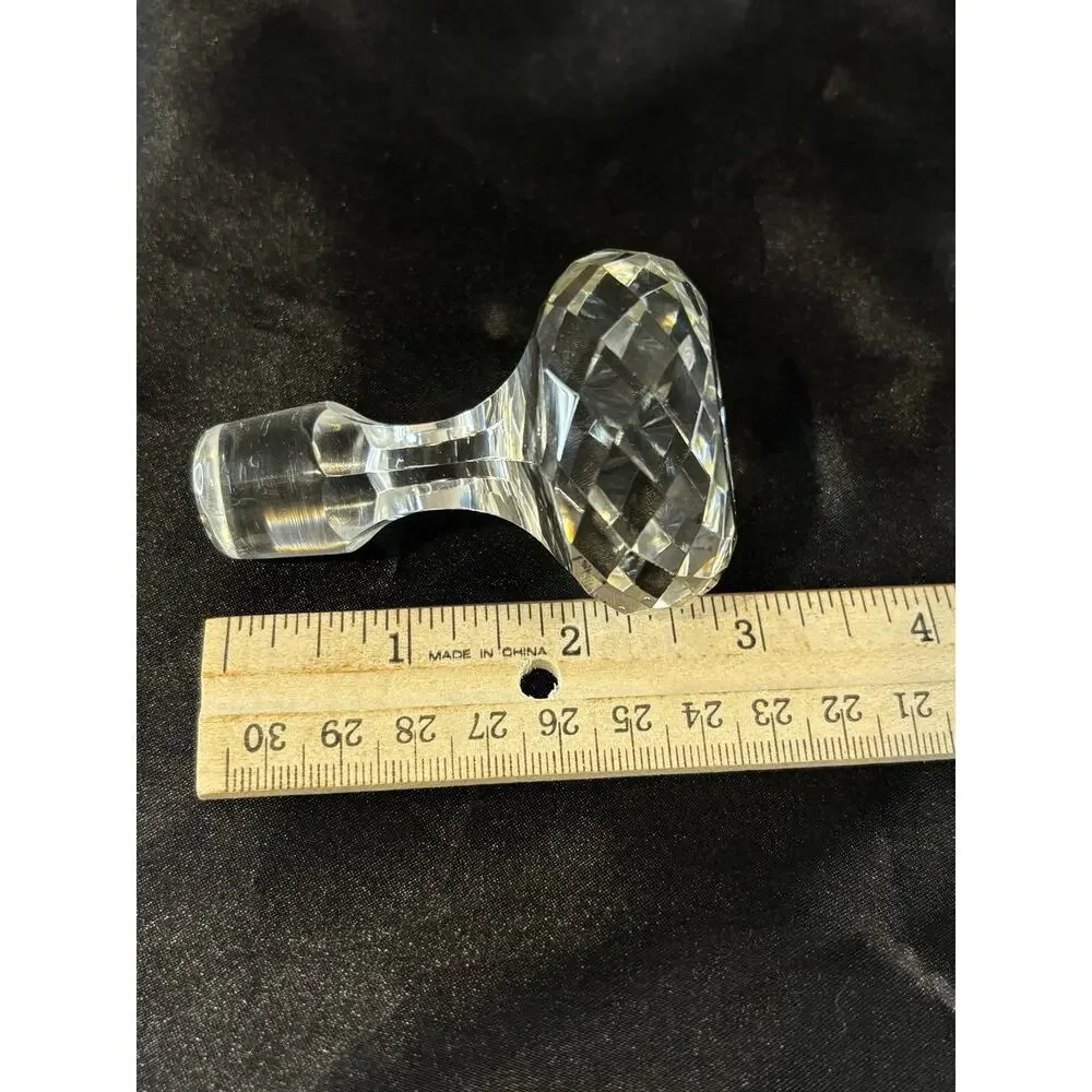 Vintage Cut Glass Decanter Stopper Starburst Faceted Round Replacement 3